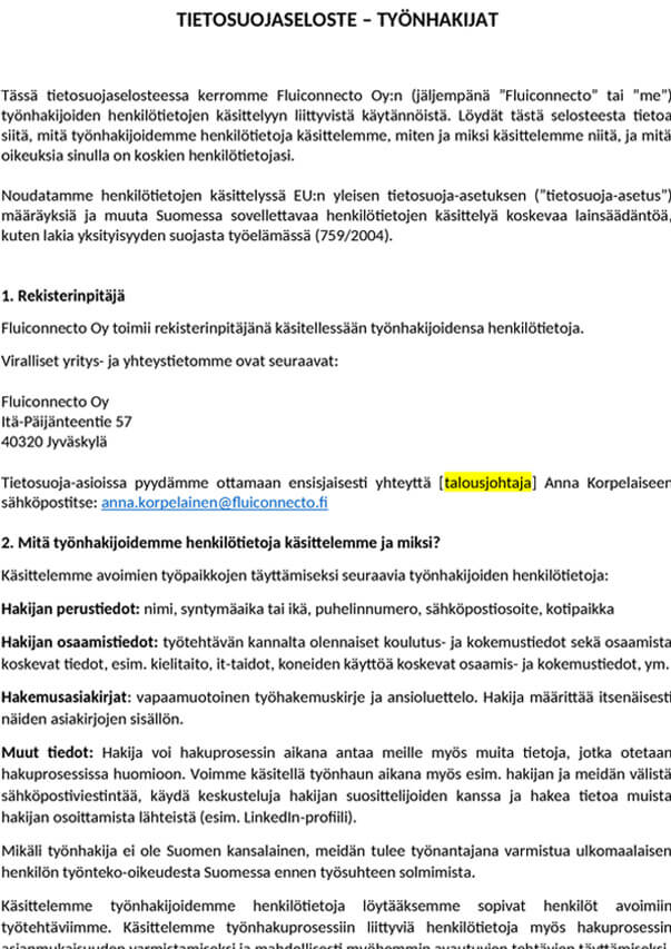 Fluiconnecto-Työnhakijat-tietosuojaseloste